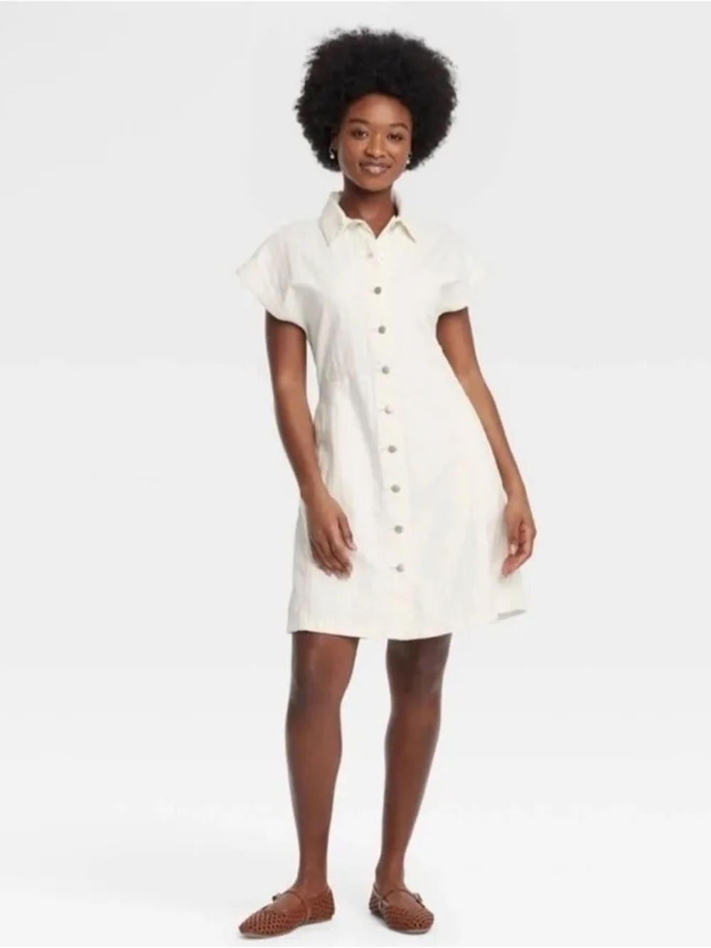 Universal Thread Sleeveless Button-Front White Denim Dress Plus Size XXL